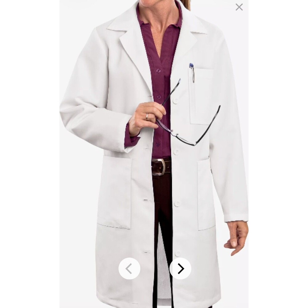 White Swan META Womens 37" Lab Coat Size 42 White iPad Pocket 1964-011 NWT